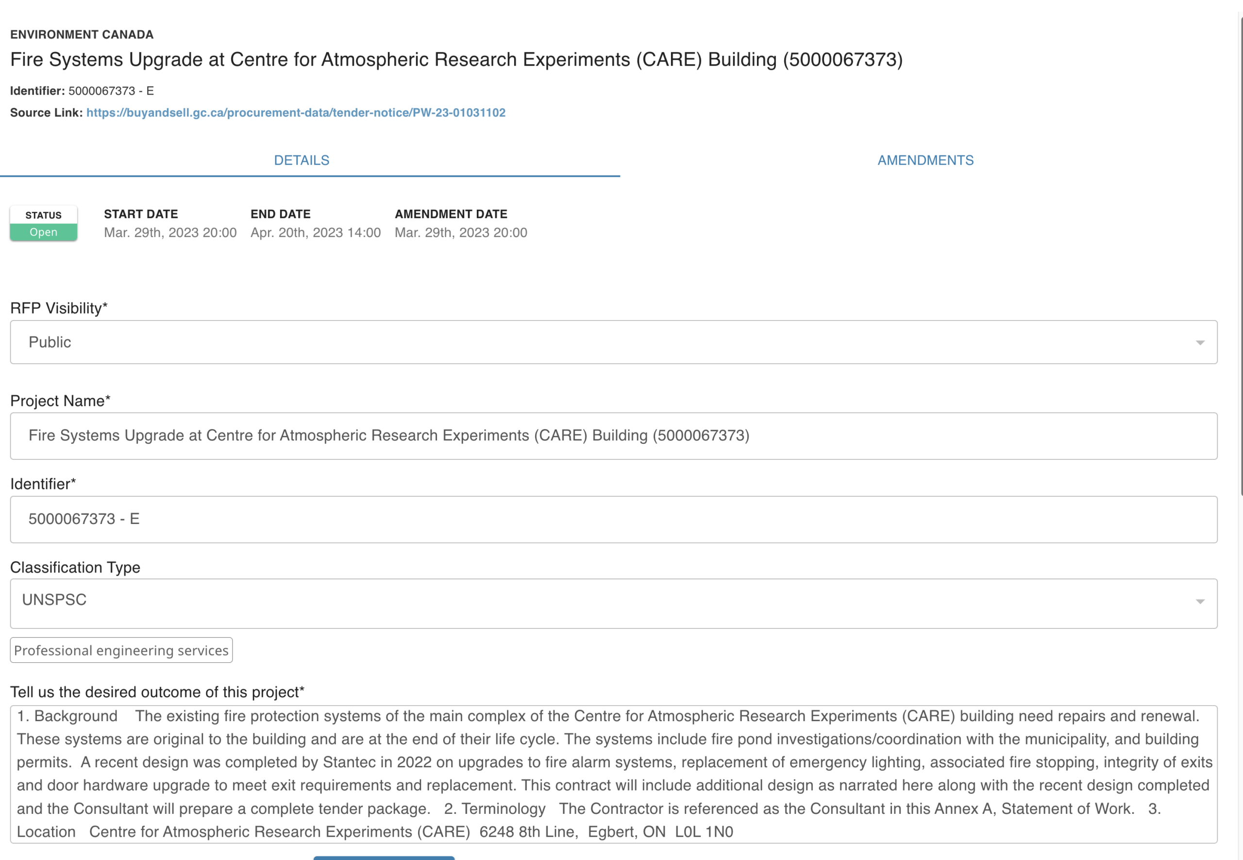 Individual public RFP