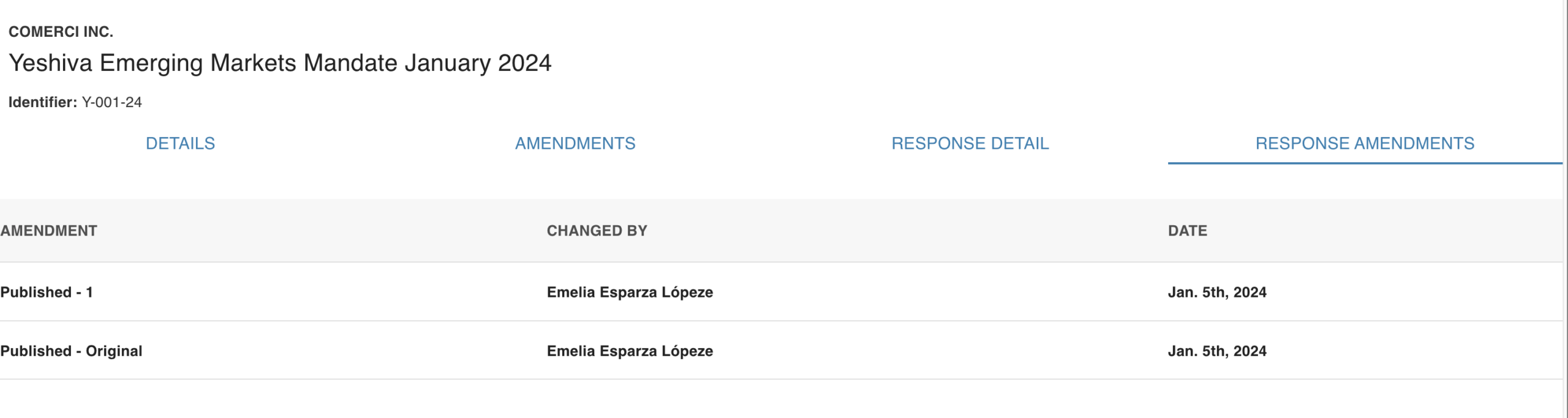 Response audit trail